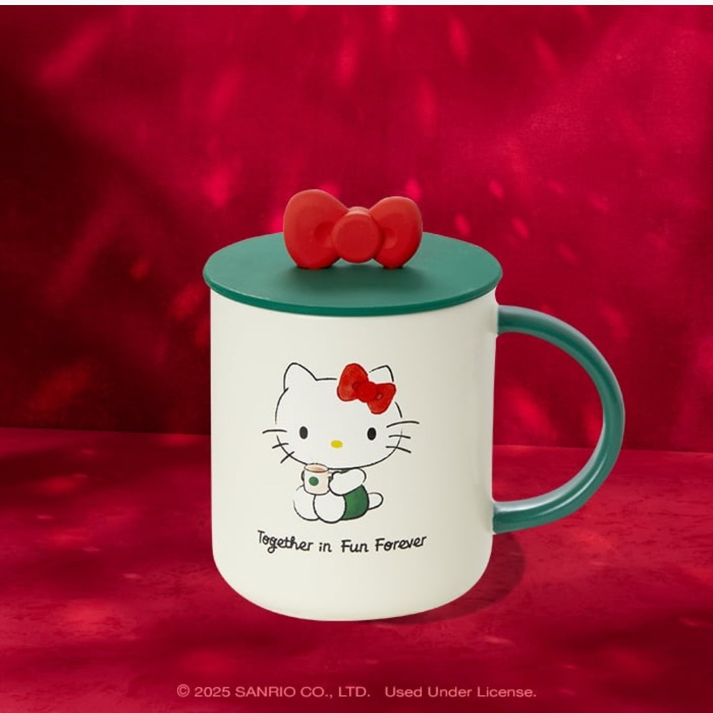 NWT 2025 Limited Edition Hello Kitty x Starbucks Ceramic 16oz Mug with Bow Lid.